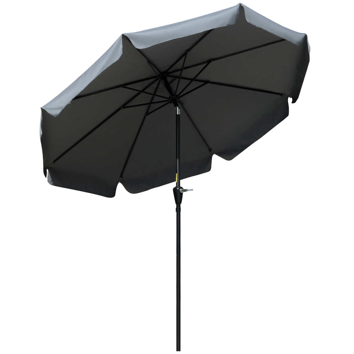 Outsunny 2.66m Charcoal Grey Patio Umbrella with Scalloped Edge, Crank Handle and Tilt Function