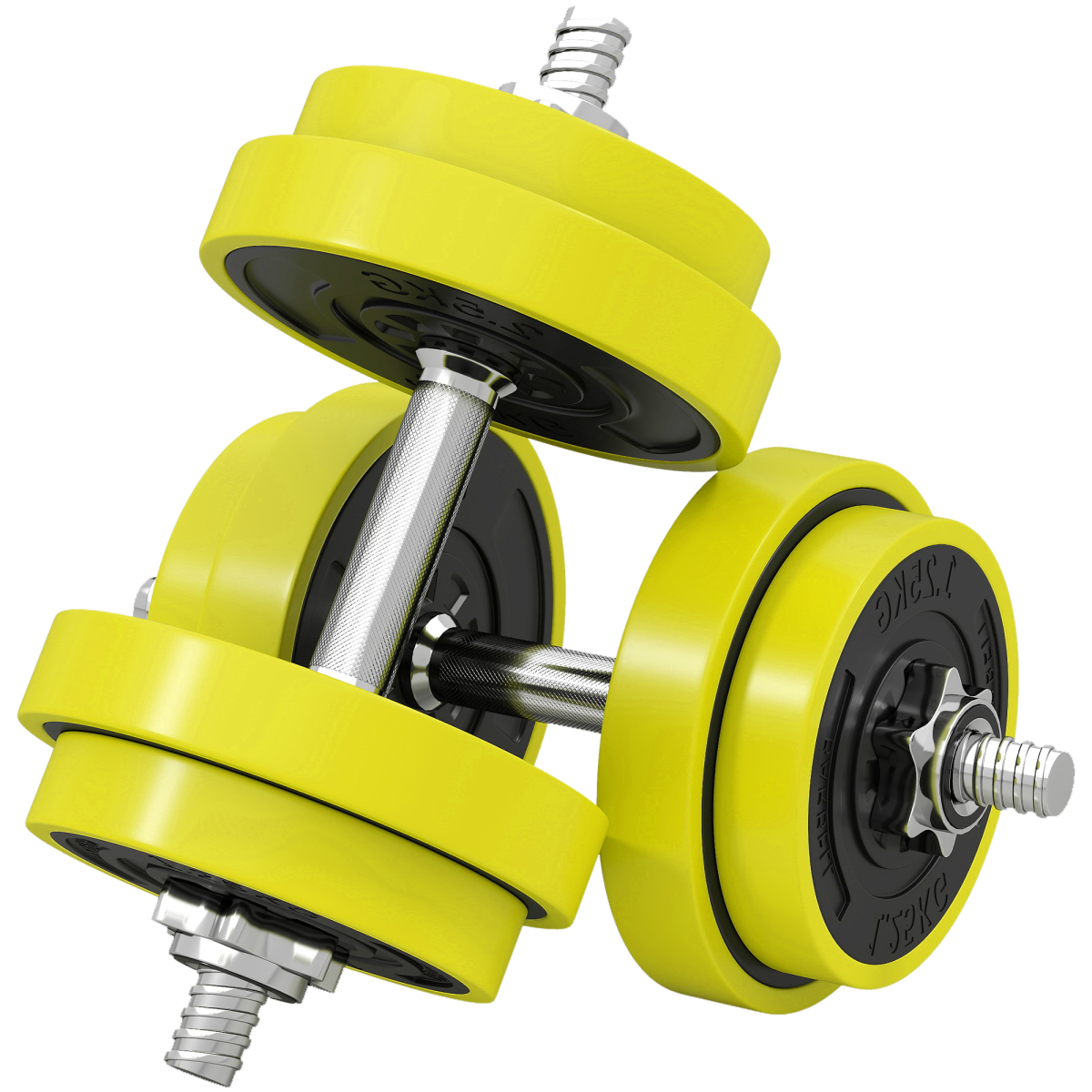 HOMCOM 20kg Adjustable 2-in-1 Dumbbell & Barbell Set, Yellow
