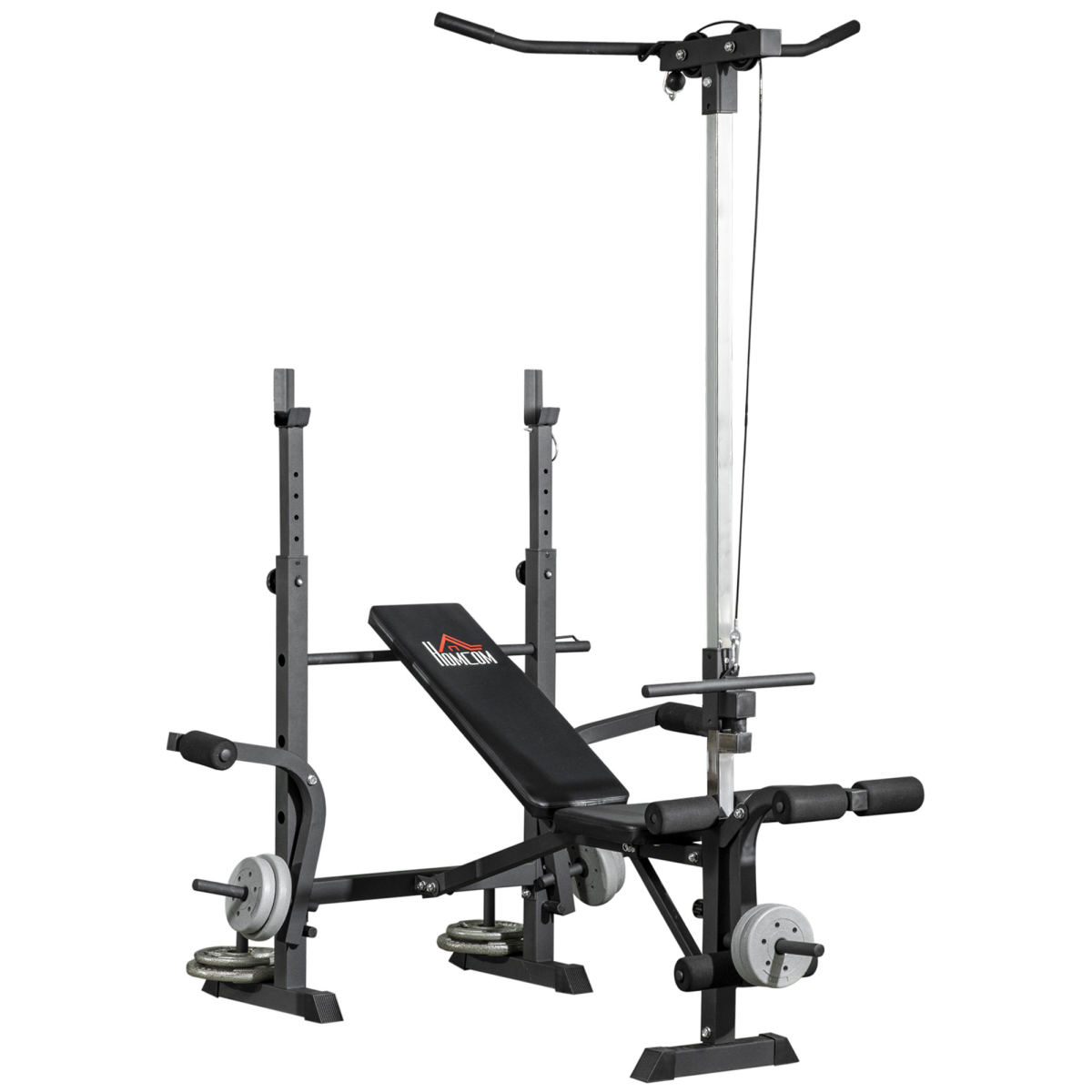 HOMCOM Multifunction Adjustable Weight Bench with Lat Pulldown