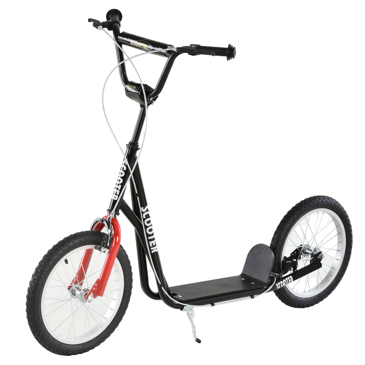 Kids Adjustable Height Kick Scooter with Inflatable Rubber Tyres, Dual Brakes, Steel Frame