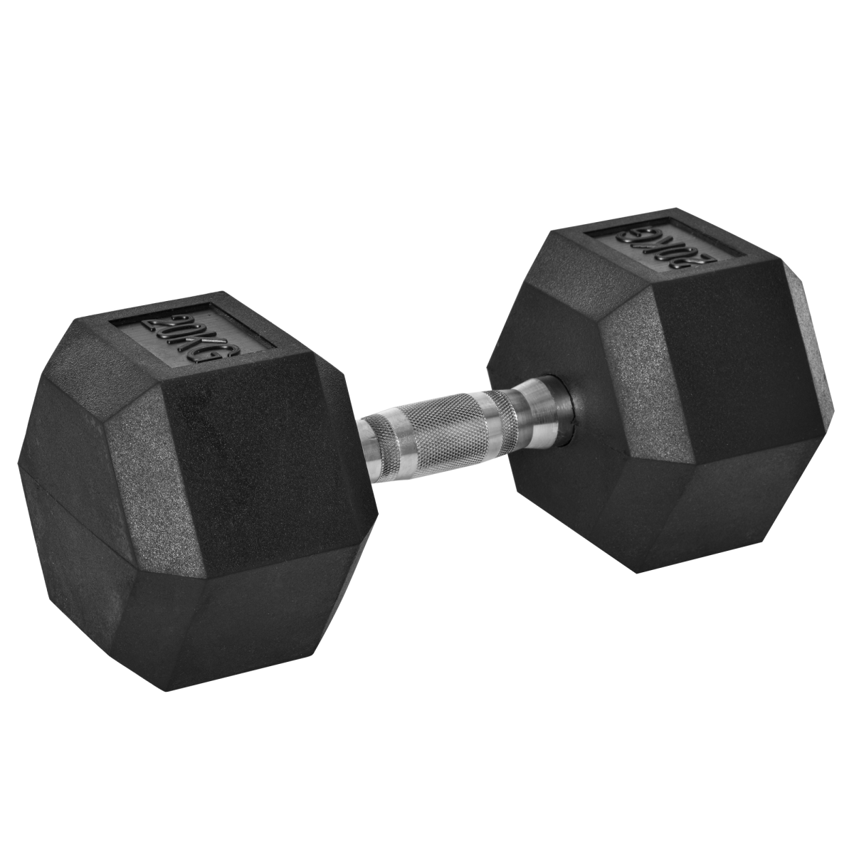 20kg Single Rubber Hex Dumbbell with Steel Core, Knurled Grip, Portable Home Gym Hand Weight
