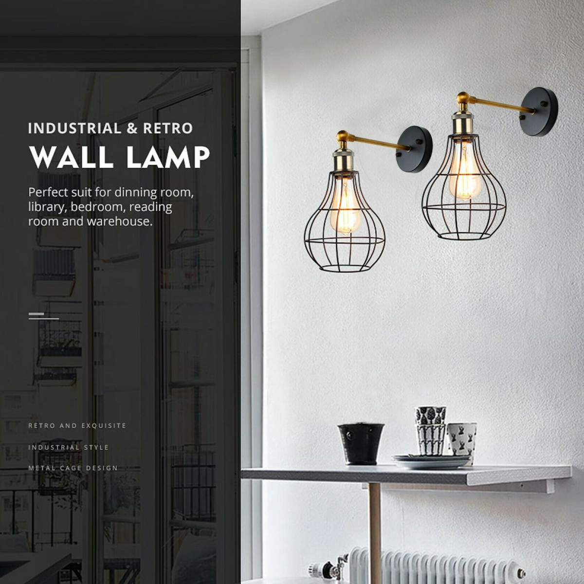 Modern Metal Wall Light Fixture with E27 Bulb Included