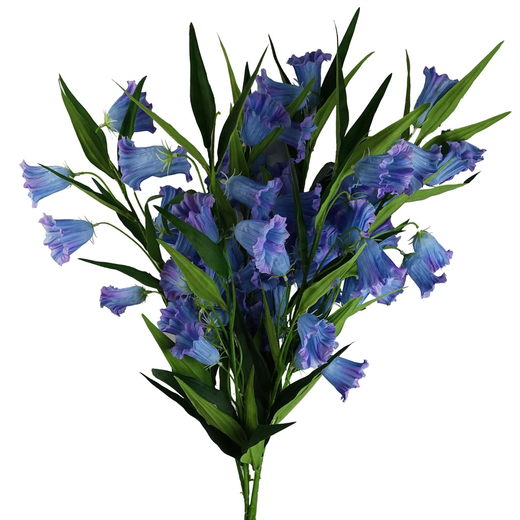 Leaf Pack of 6 Blue Trumpet Artificial Flower Stems 100cm