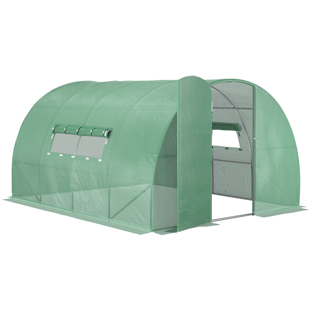 4 x 3 m Walk-In Garden Polytunnel Greenhouse with Door and Galvanised Steel Frame