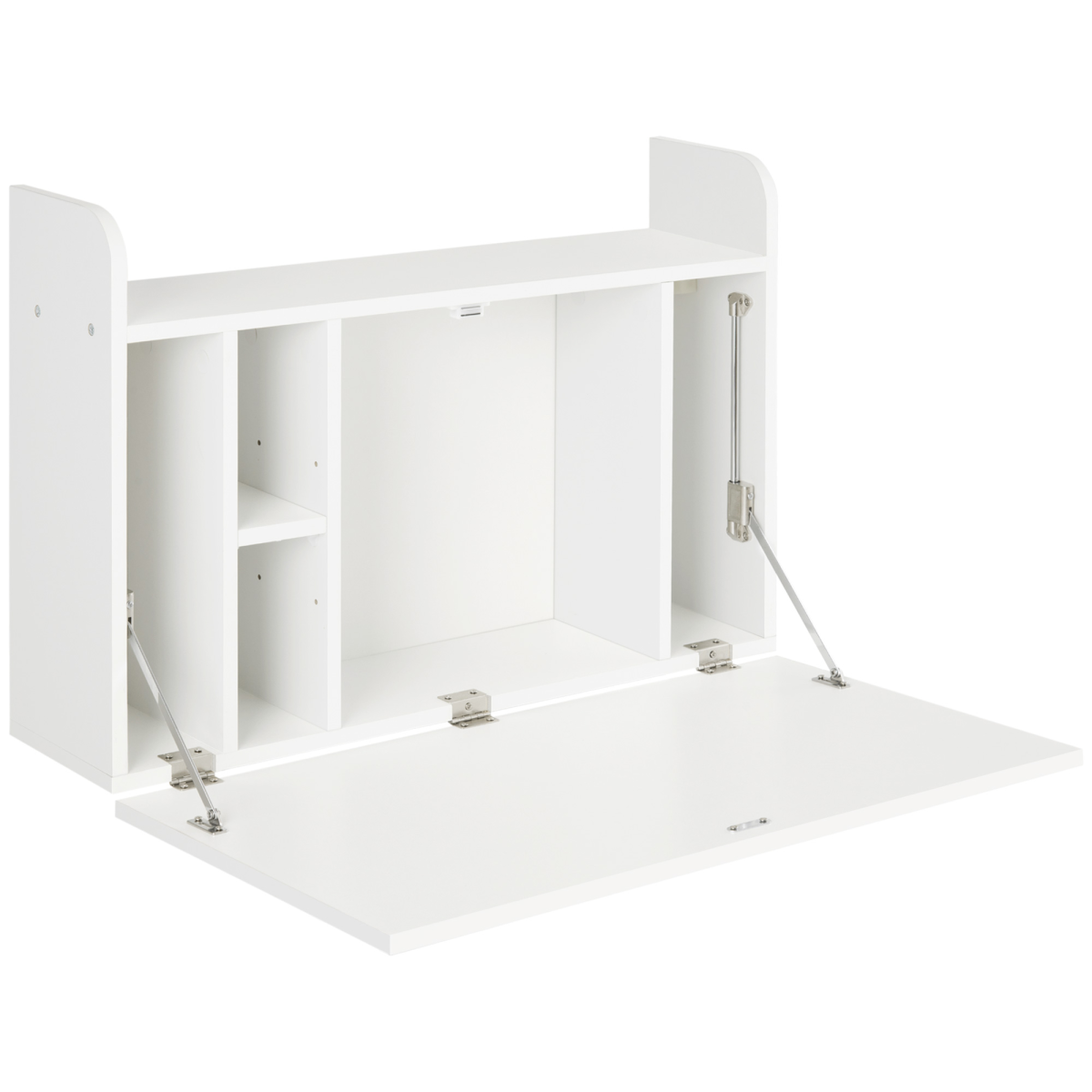 Wall Mounted Fold-Down Floating Computer Desk with Storage