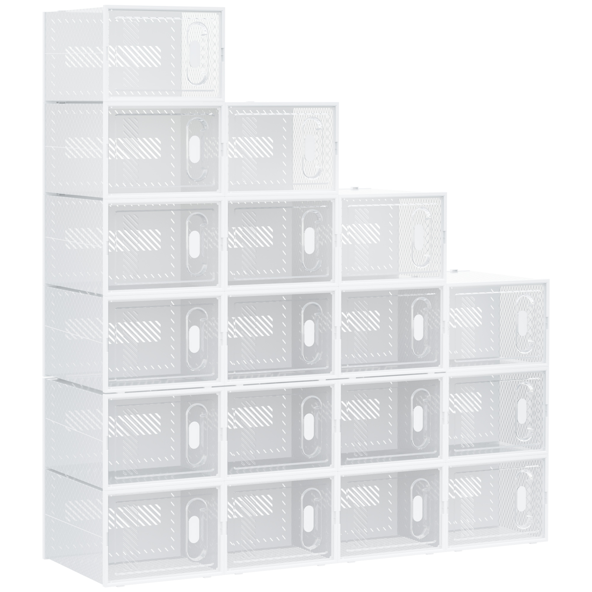 HOMCOM 18PCS Clear Stackable Shoe Boxes, PP Plastic, UK/EU Size up to 12, 28 x 36 x 21cm
