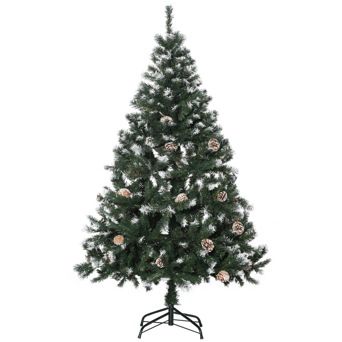 5FT Snow-Flocked Artificial Christmas Tree with Pine Cones, Indoor Decoration, Base Included