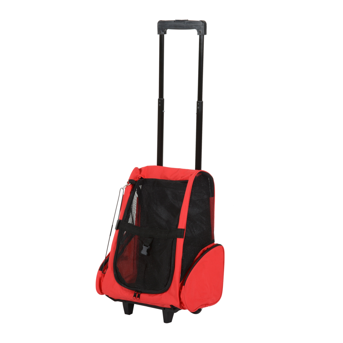 Pawhut Pet Travel Backpack Carrier, 2-in-1 Trolley Bag with Telescopic Handle, 4 Detachable Wheels, Breathable Mesh, Safety Buckle Lock