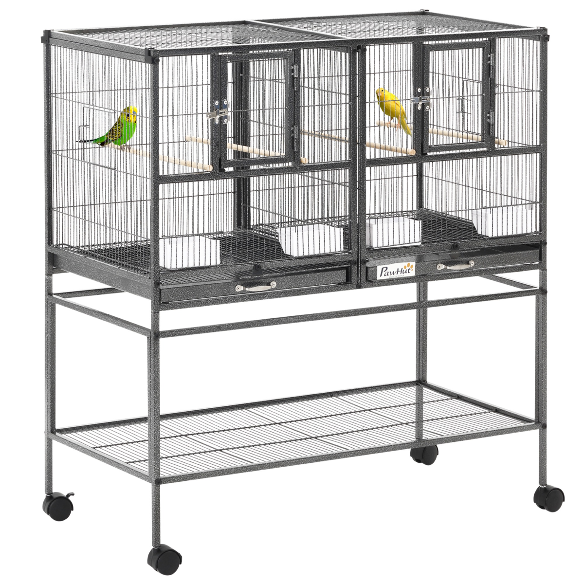 Large Bird Cage with Stand for Finches, Canaries, Parakeets and Cockatiels, with Food and Water Bowls