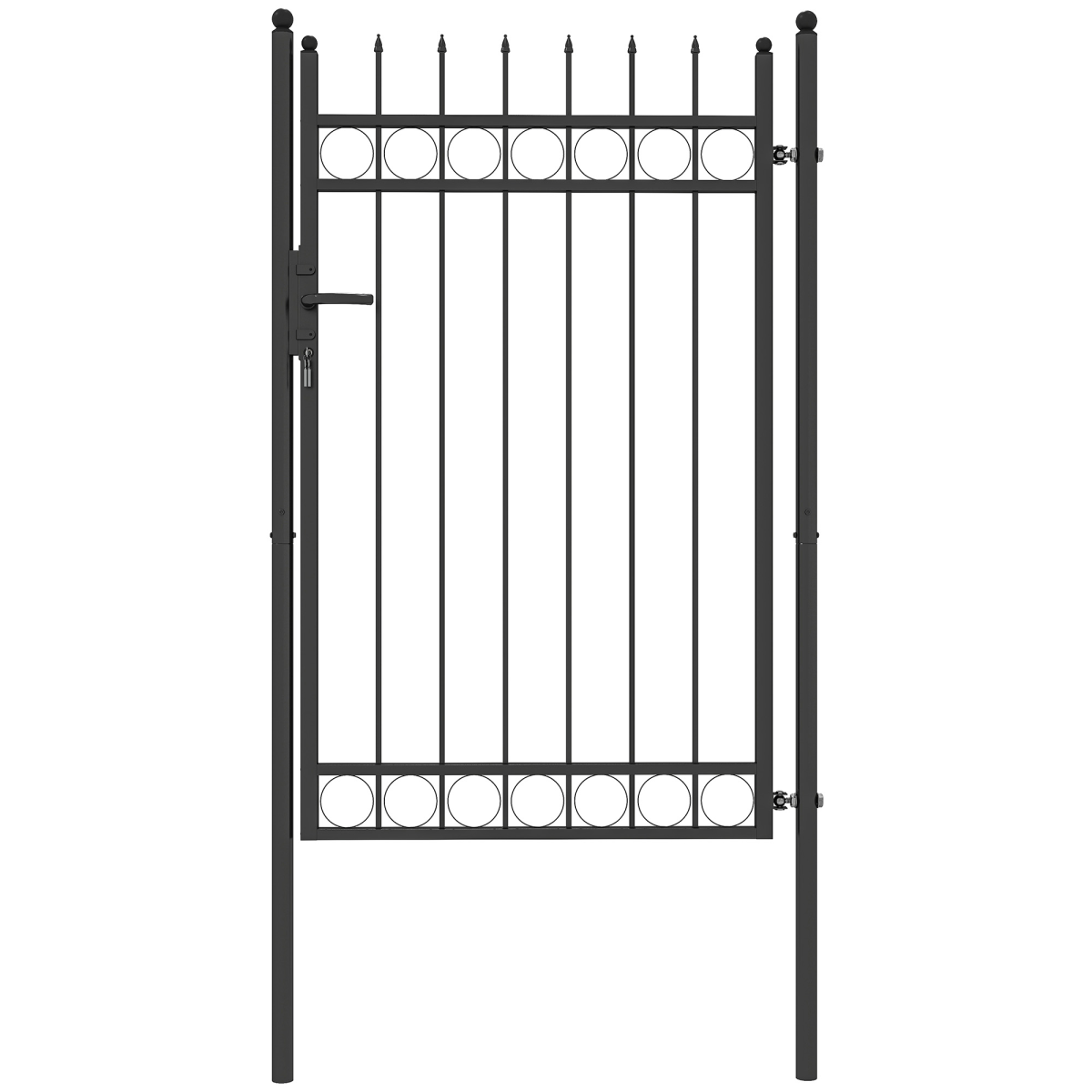 Outsunny Galvanised Steel Garden Gate with Lock and Keys