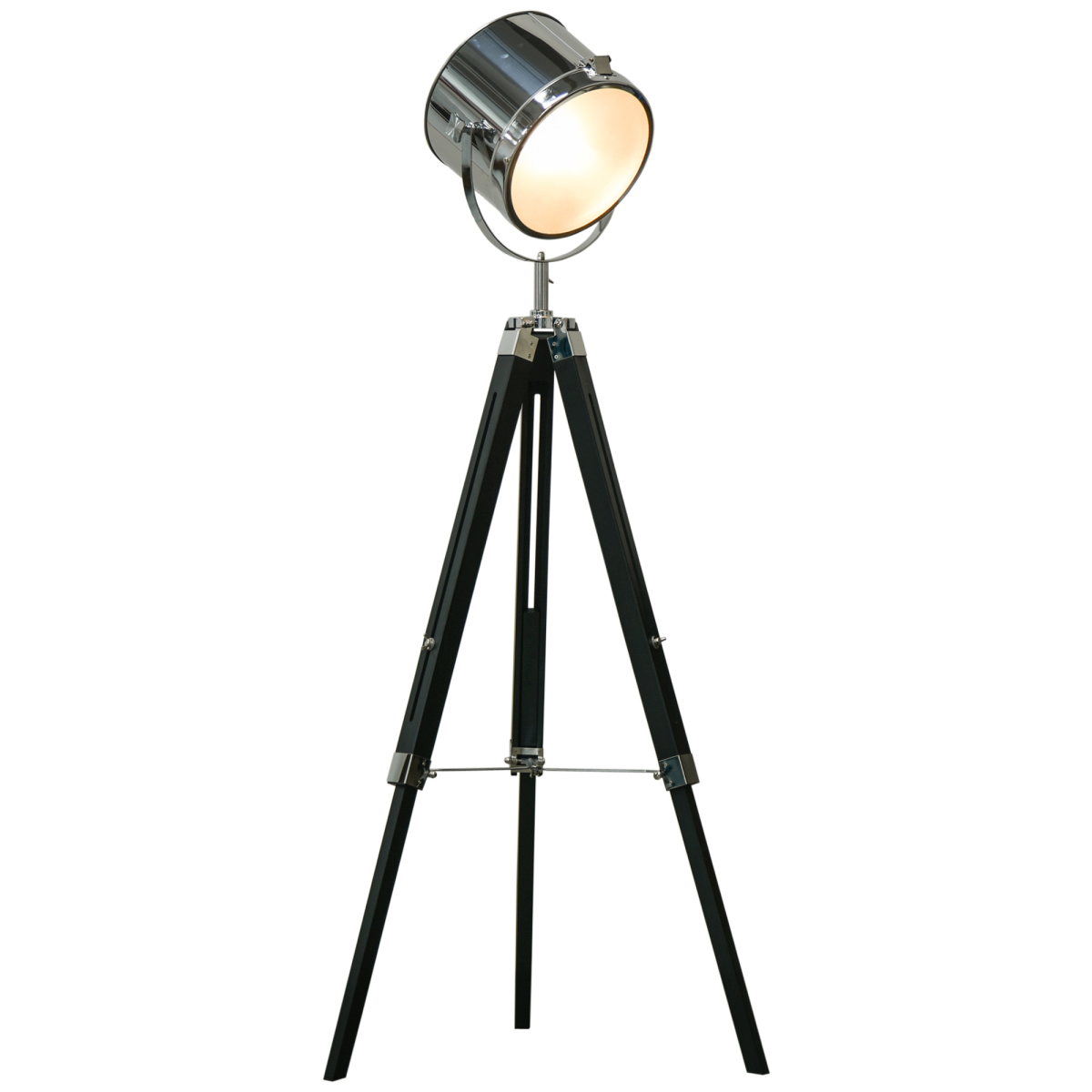 Industrial Adjustable Tripod Floor Lamp with Rotating Searchlight Head