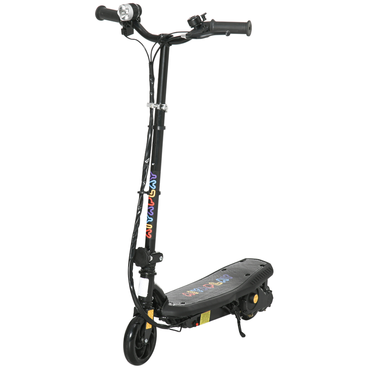 Foldable Electric Scooter with LED Headlight for Ages 7-14 - Black