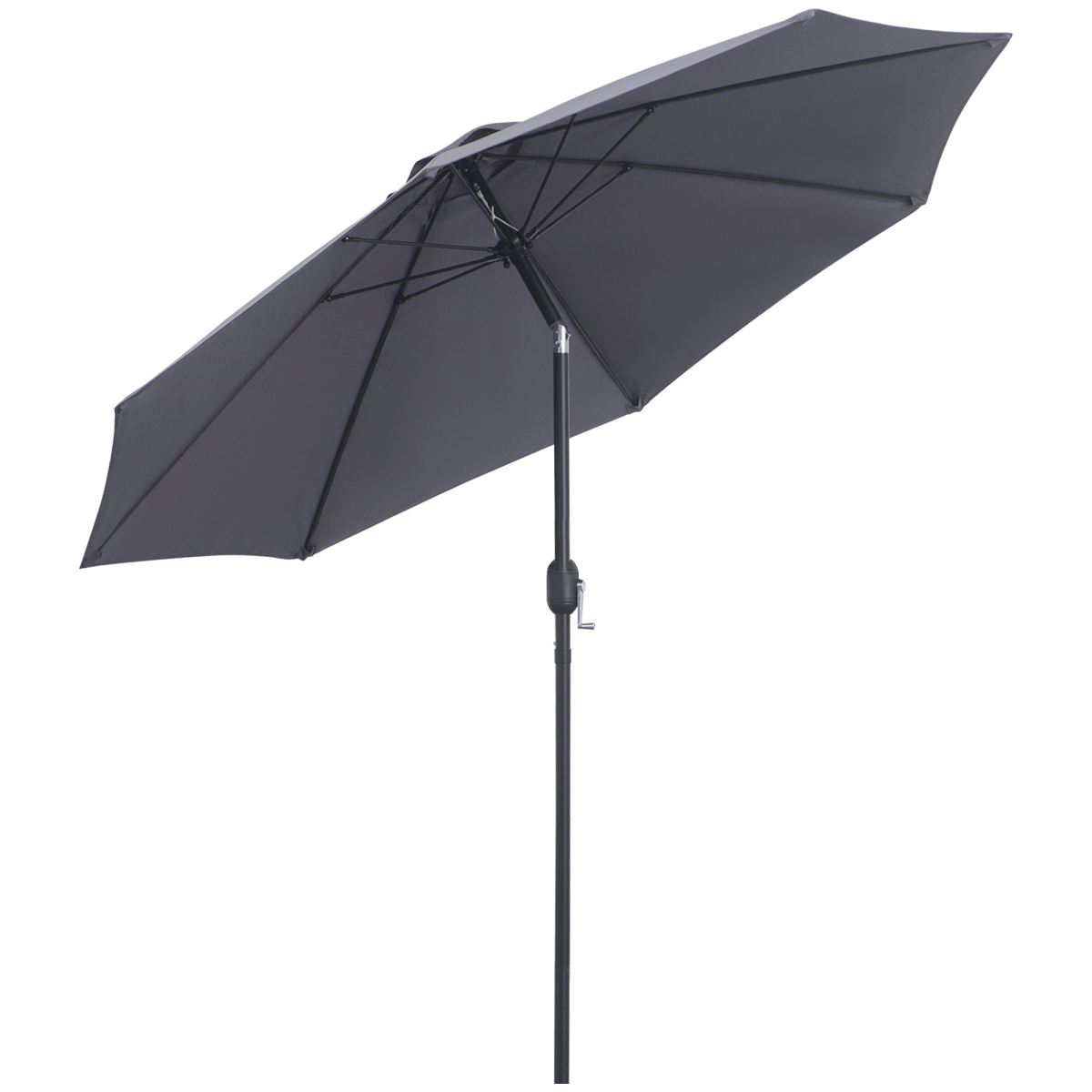 Outsunny 2.65m Patio Sun Umbrella Parasol with Tilt, Crank Handle, Aluminium Pole, Charcoal Grey