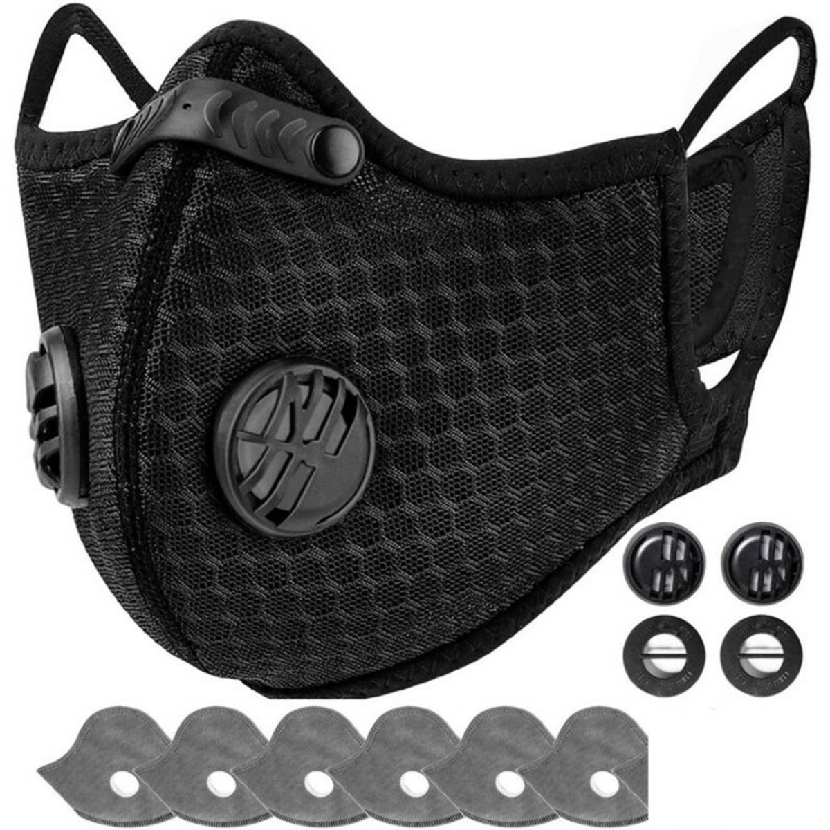 Reusable Half Face Mask with Filter and Exhaust Valves for Cycling and Outdoor Sports