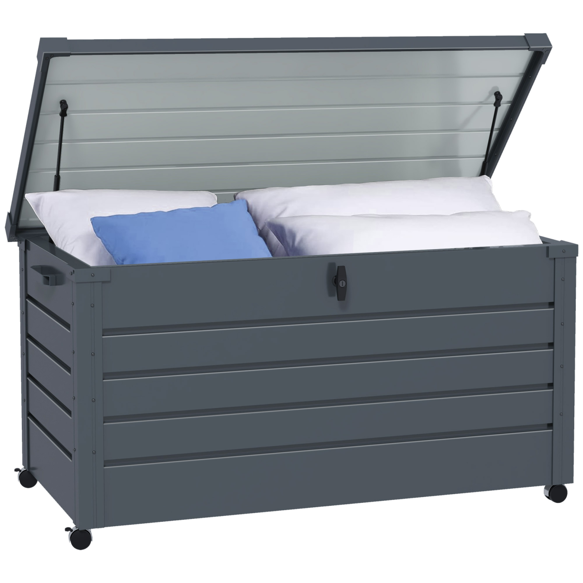 Outsunny 311L Weather-Resistant Storage Box with Wheels & Lock