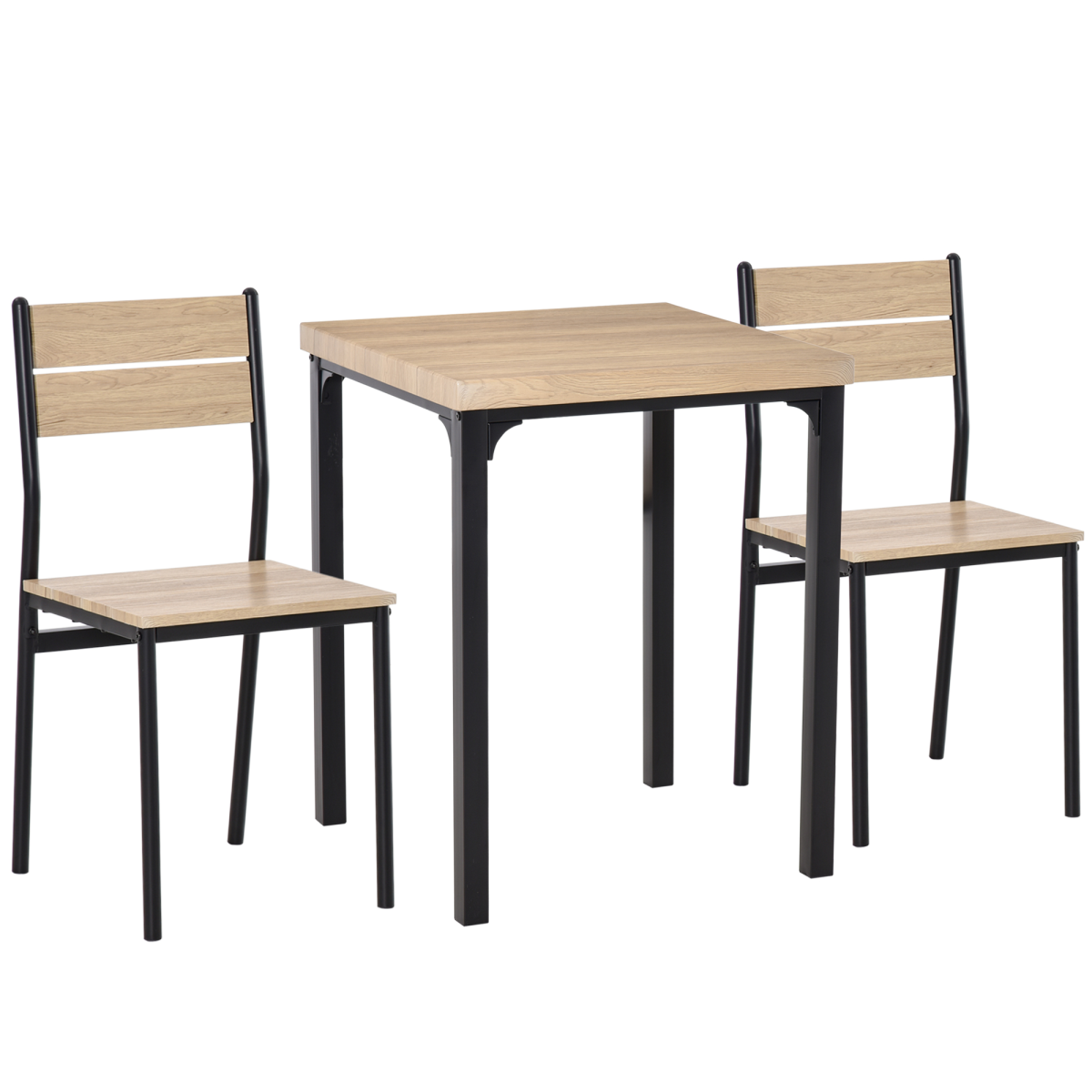 3-Piece Compact Dining Table and 2 Chairs Set, Wood Finish