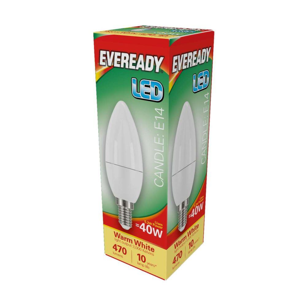 Eveready S13616 LED Candle Bulb 4.9W 40W Replacement E14 SES Warm White Pack of 5