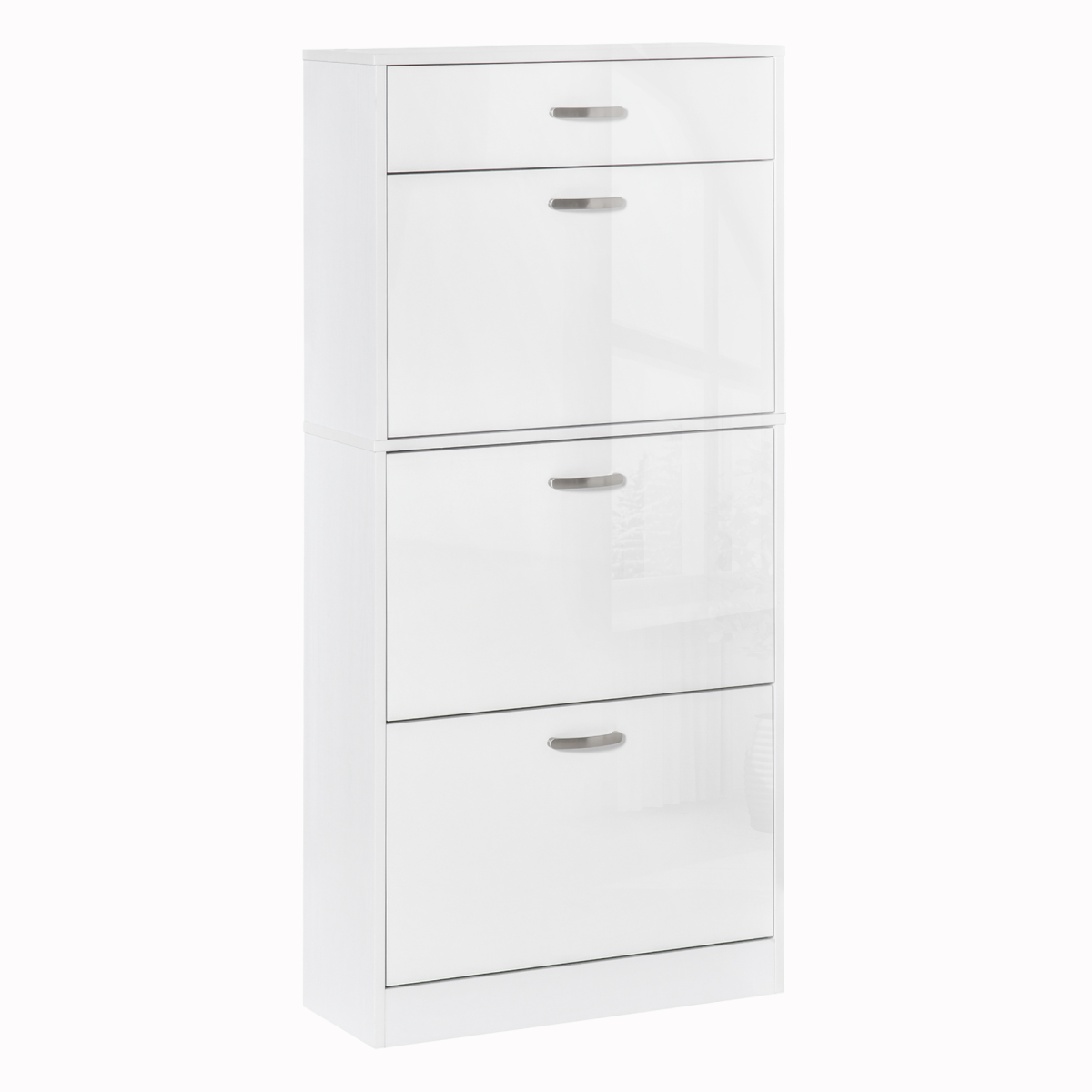 HOMCOM Shoe Cabinet with 4 Drawers, Flip Doors, Adjustable Shelf, Holds up to 18 Pairs, White