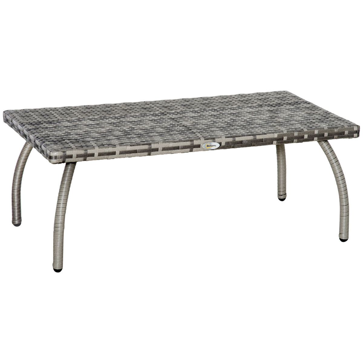Outsunny Rattan Patio Coffee Table, All-Weather Grey Wicker Table for Home, Backyard, Garden and Porch