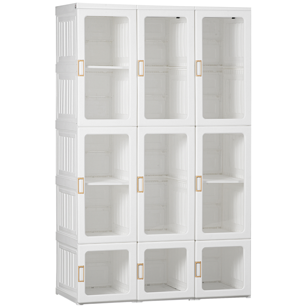HOMCOM Folding Wardrobe with 8 Compartments and 2 Hanging Rods, White