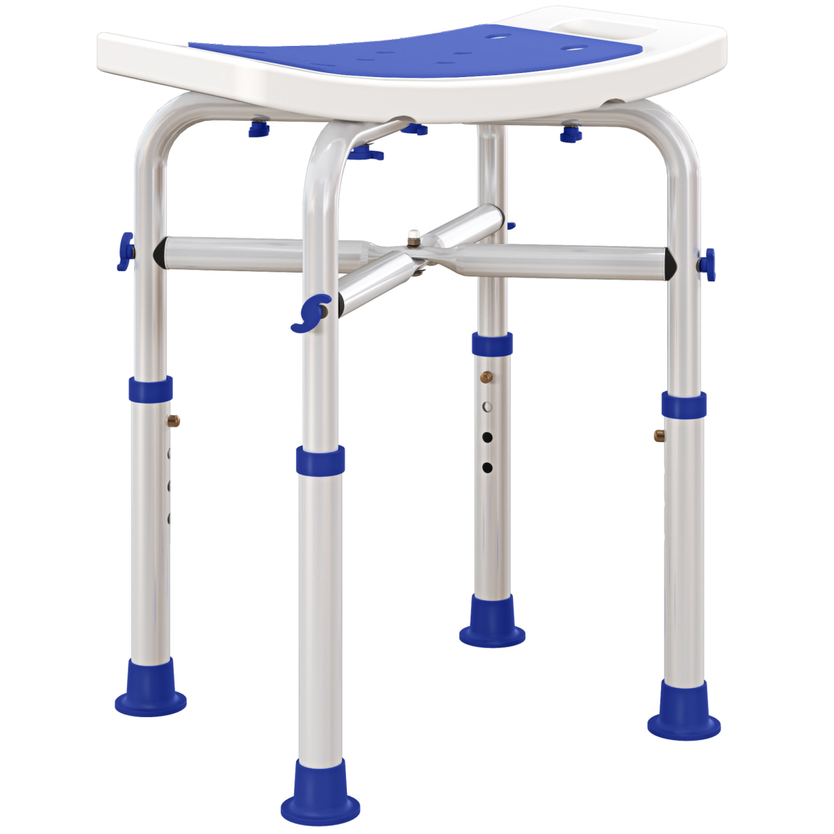 HOMCOM Adjustable Shower Stool with Padded Seat, 150kg, Purple