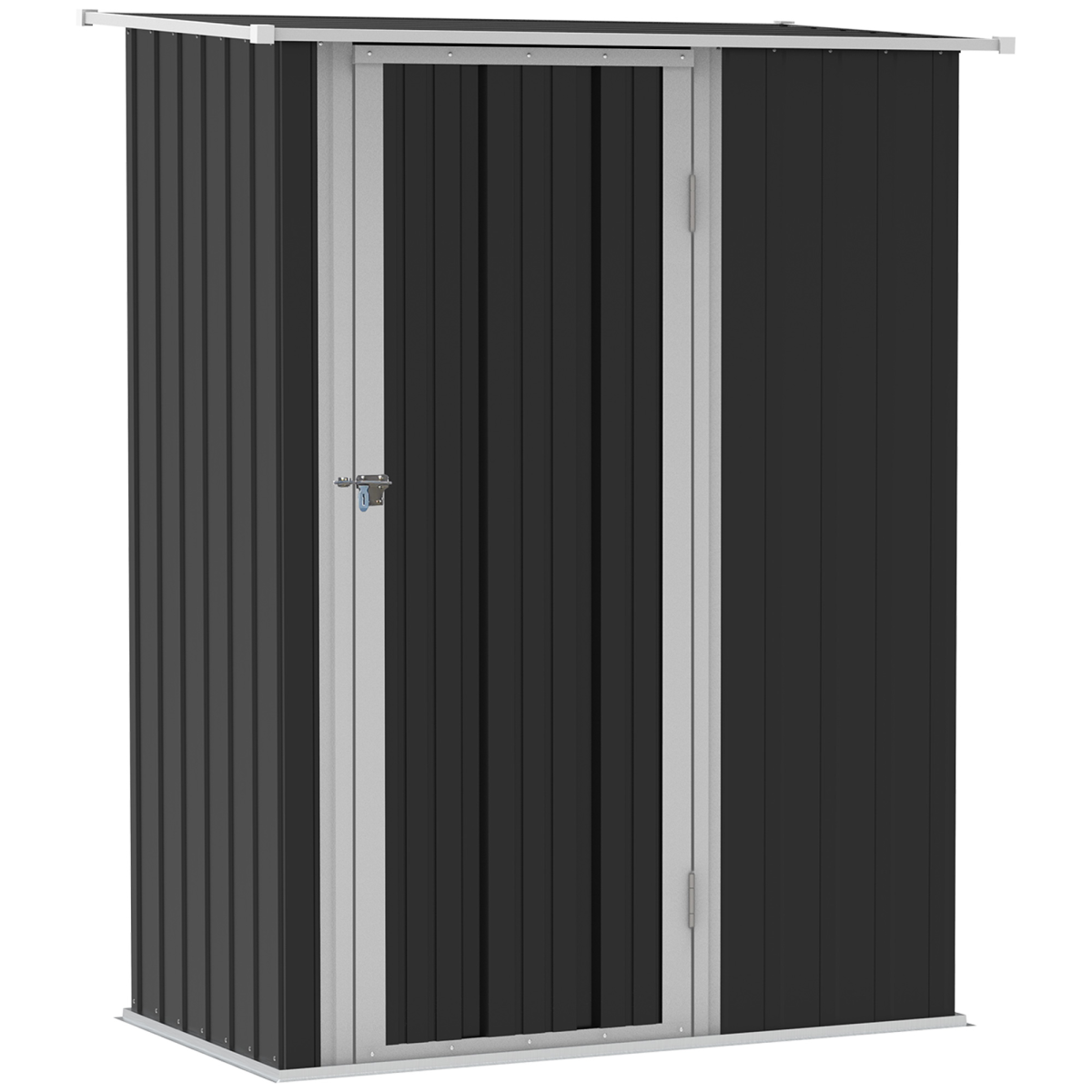 Outsunny Garden Storage Shed, Sloped Roof, Lockable Door, Grey, 142 x 84 x 189cm