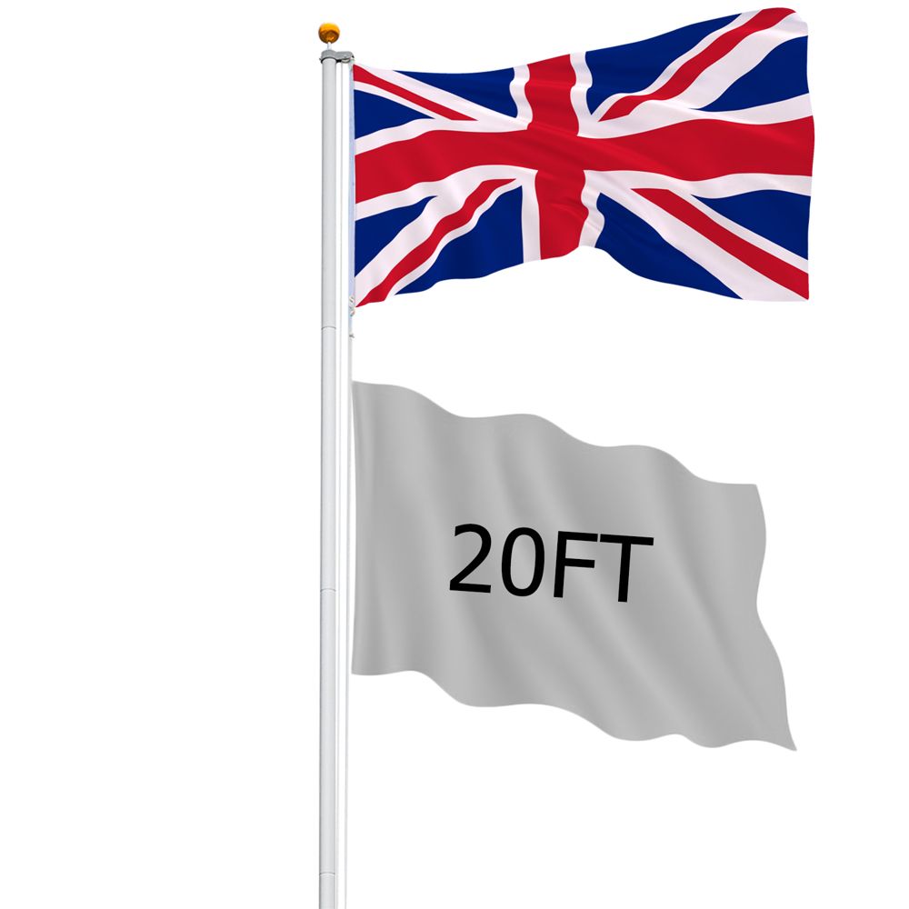 20ft Aluminum Alloy Sectional Adjustable Outdoor Flagpole Kit with Flags