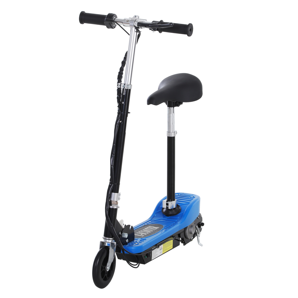 Kids Foldable Electric Powered Scooter 120W Adjustable Height Seat Rear Brake Blue for Ages 7-12