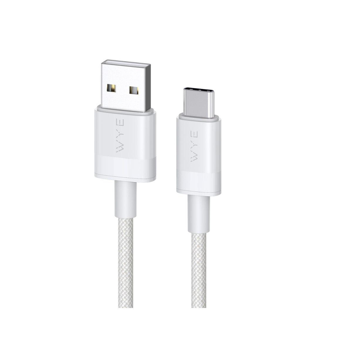 WYE 60W Braided USB-A to USB-C Fast Charging & Data Transfer Cable 2m White