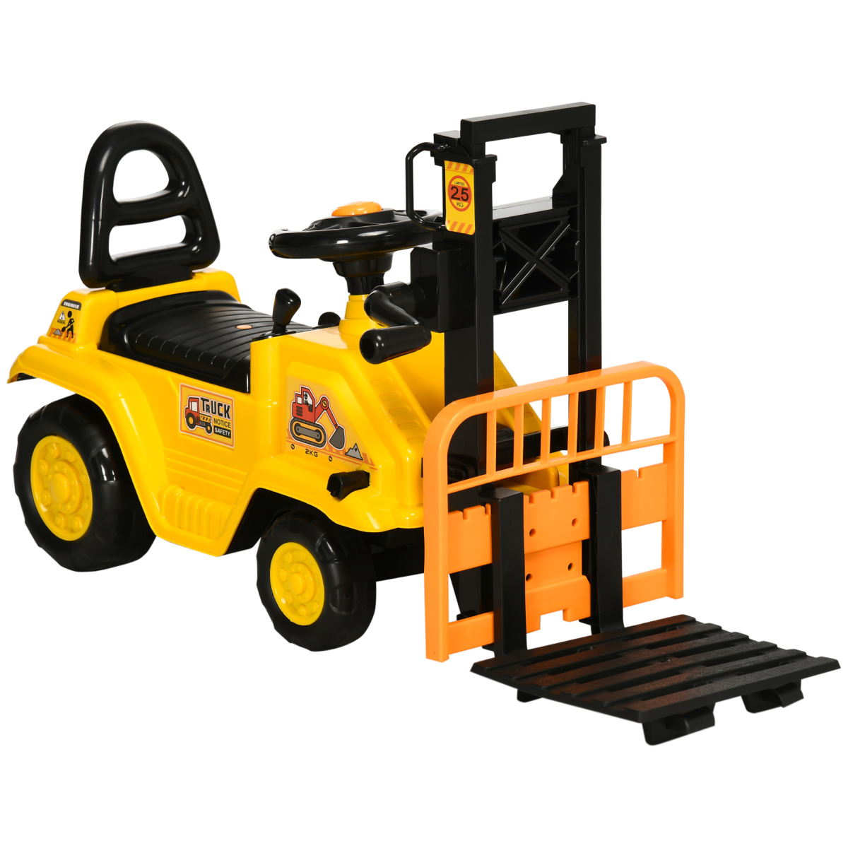 Kids Ride-On Forklift Truck with Fork Tray, Under-Seat Storage, Backrest