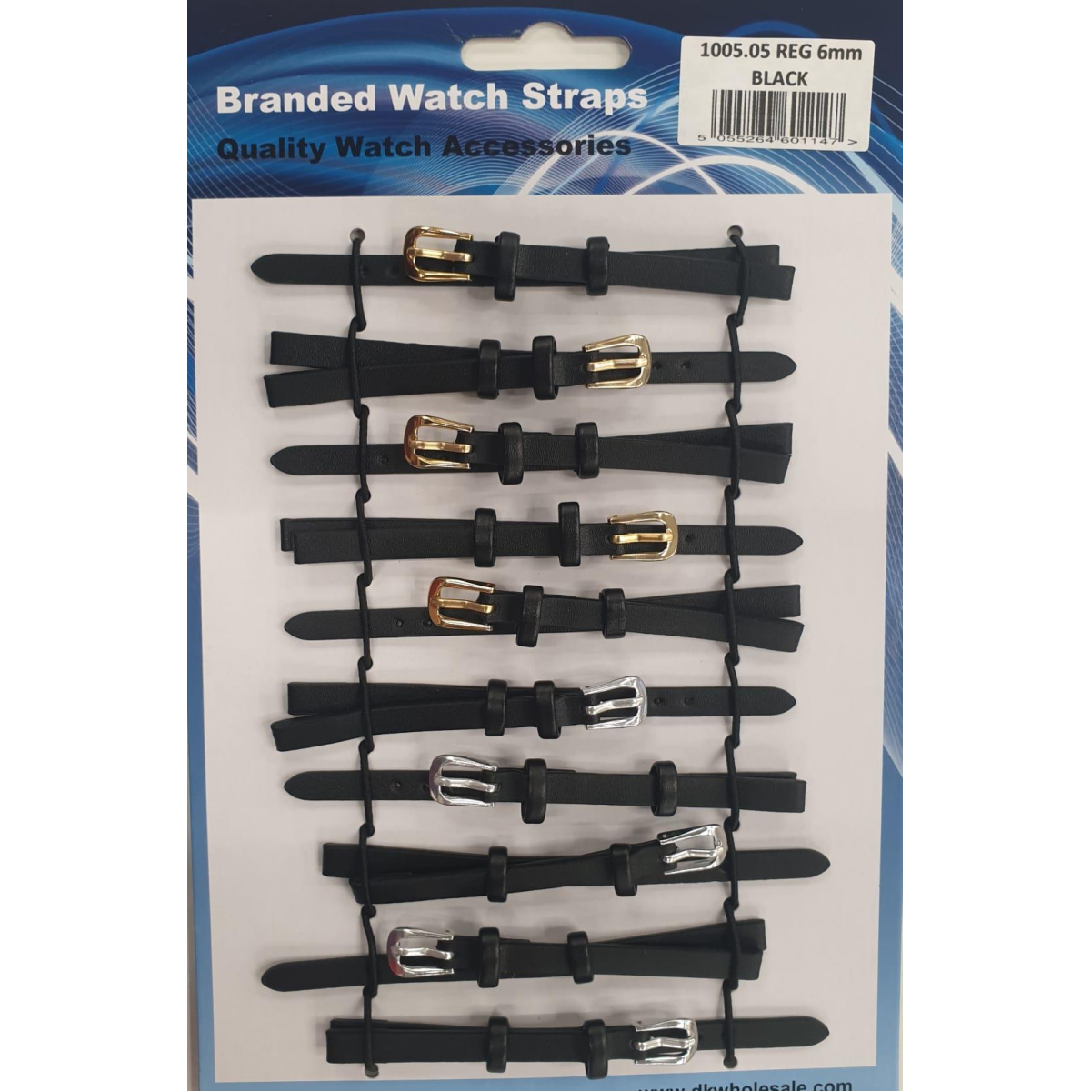 Black Leather Watch Straps, Pack of 10, Size 6