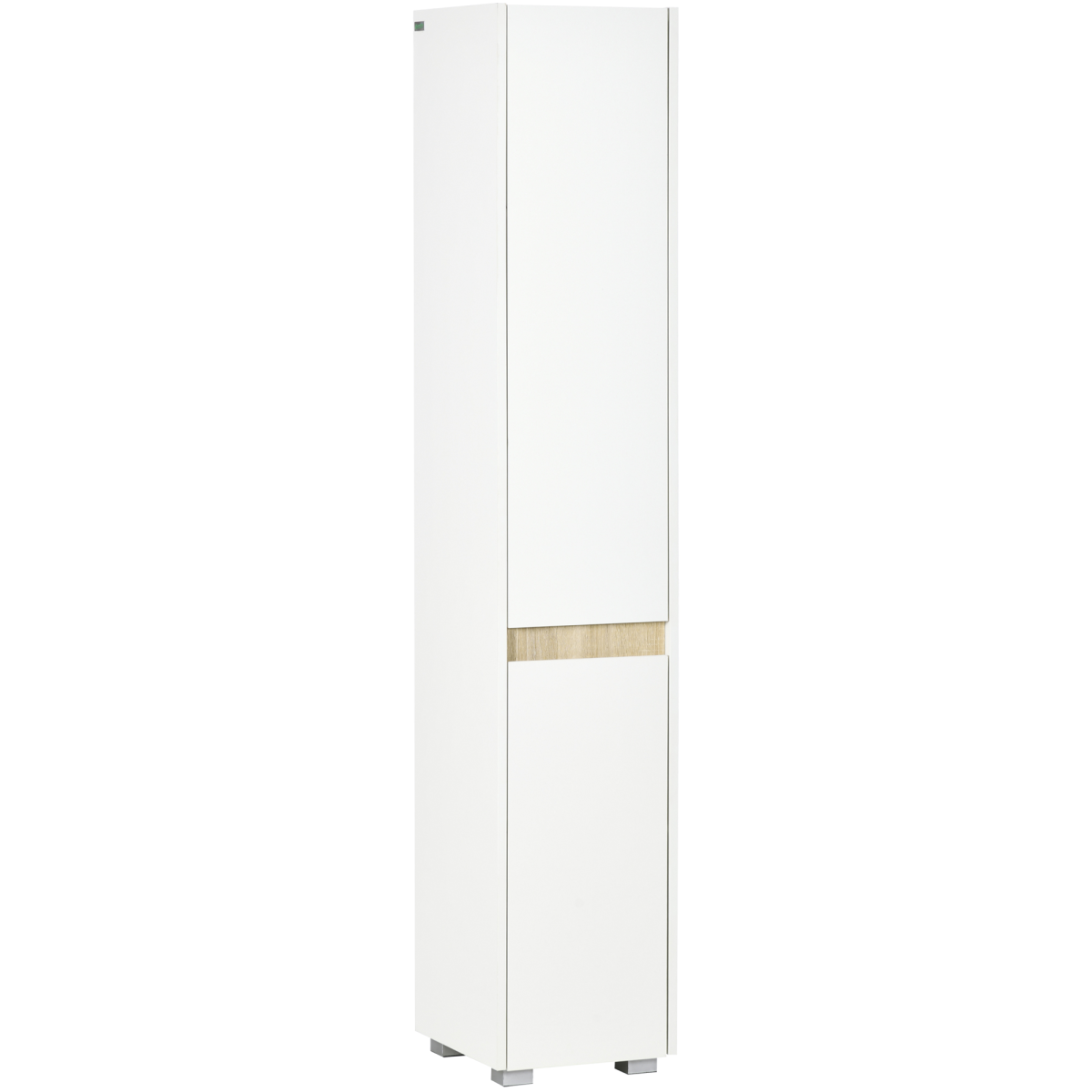 Slim Freestanding Tall Bathroom Storage Cabinet with Adjustable Shelves, Integrated Finger Pull, White