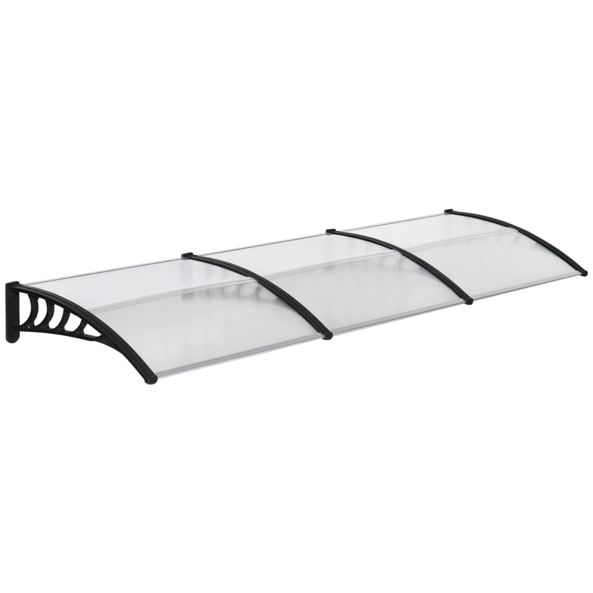 Outsunny Front Door Canopy Outdoor Awning, 300 x 100cm Clear Polycarbonate Rain Shelter