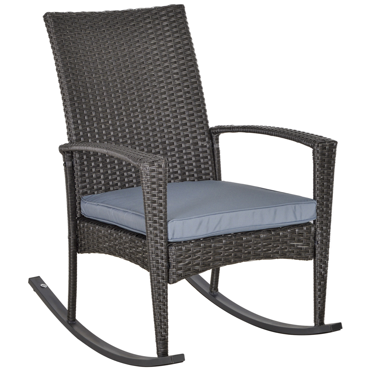 Outsunny Grey PE Rattan Outdoor Rocking Garden Chair with Cushion