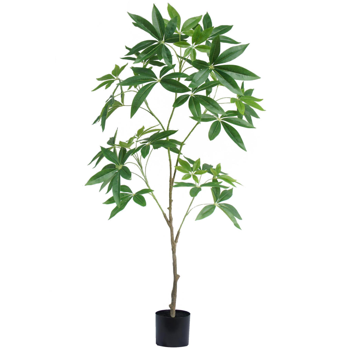 Leaf 120cm Artificial Money Tree Pachira Realistic Faux Tree in Black Plastic Pot