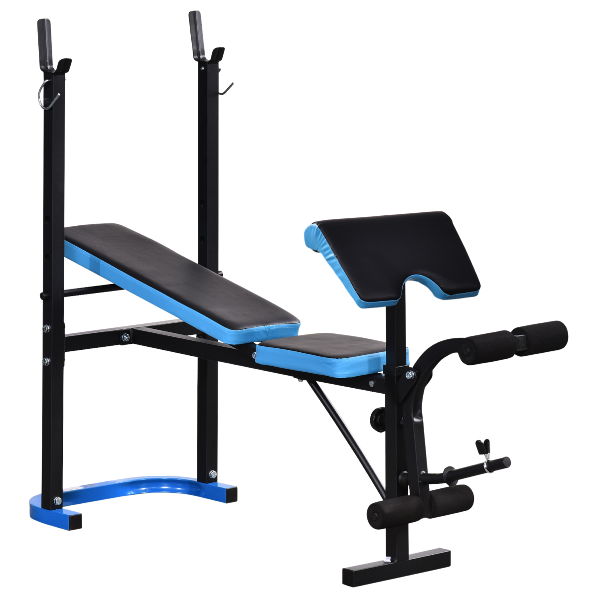 Adjustable Weight Bench with Leg Developer and 3-Level Adjustable Barbell Rack for Home Gym