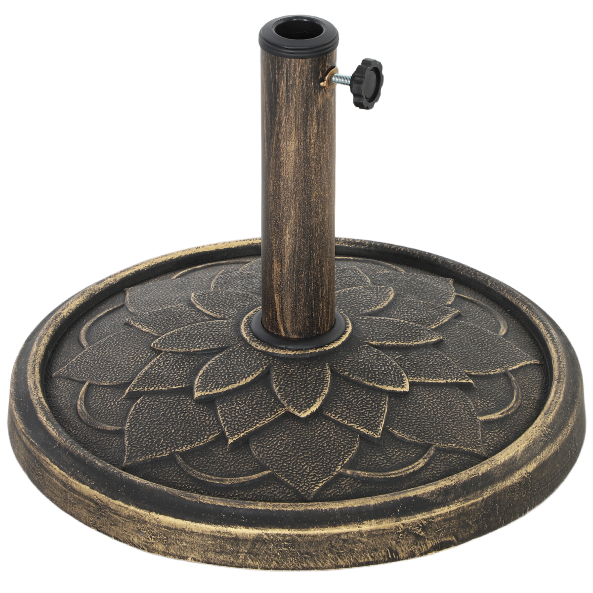 Outsunny 12kg Resin-Concrete Parasol Base with Powder-Coated Metal Pole, Bronze Tone