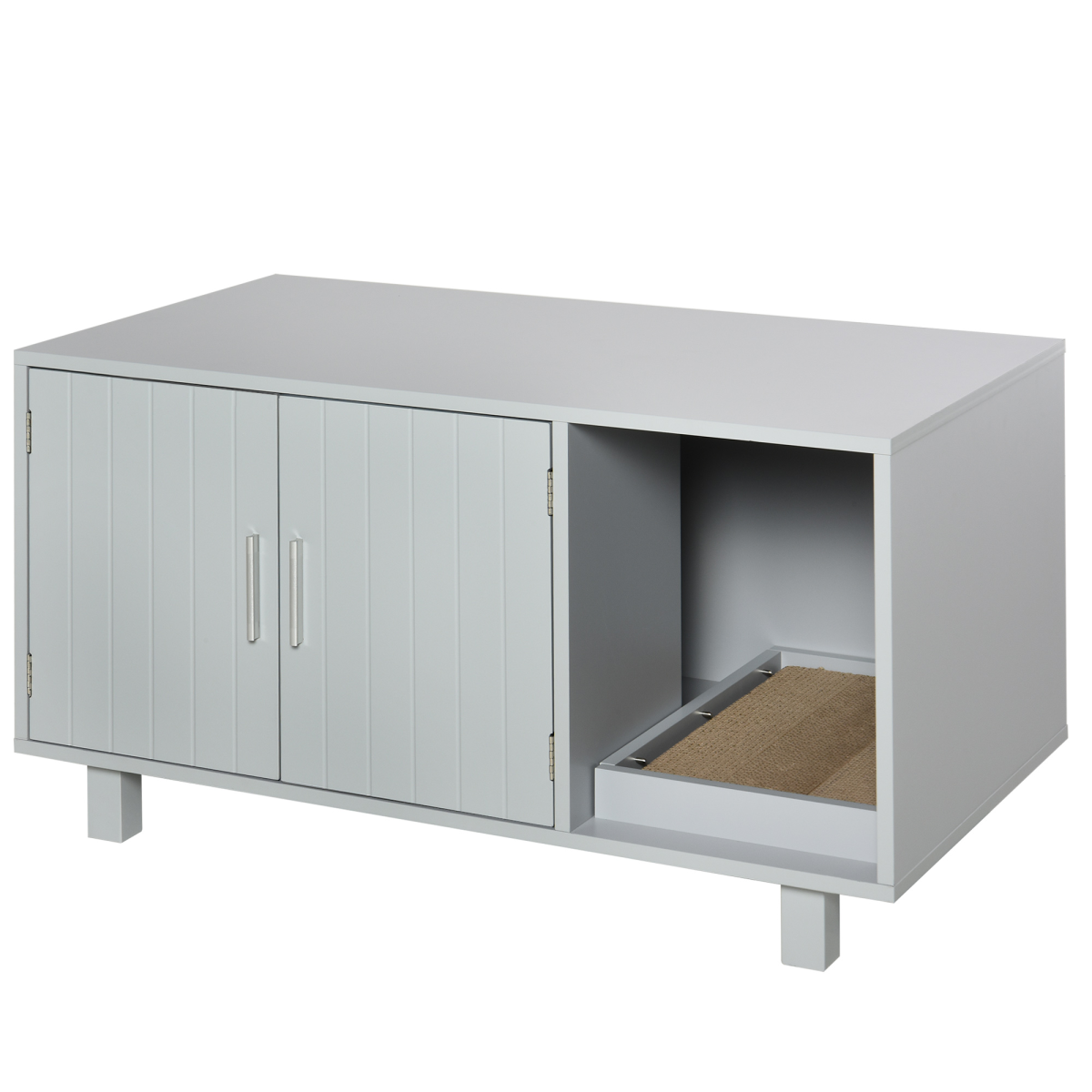 Cat Litter Box Enclosure Furniture with Magnetic Doors, Grey