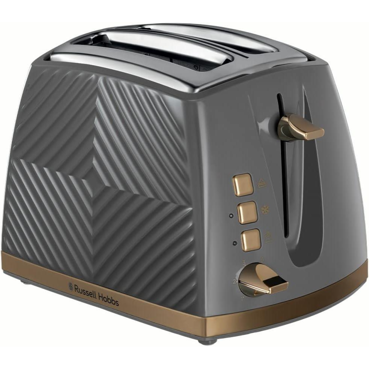 Russell Hobbs Groove Grey 2 Slice 850W Toaster