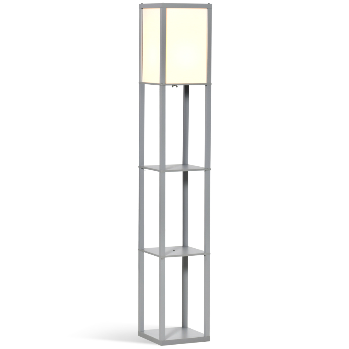 Floor Lamp with Storage Shelves, Grey