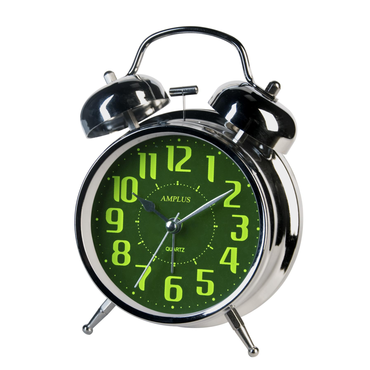 AMPLUS White Battery Powered Quartz Analog Alarm Clock with Snooze, LED Display and Night Light