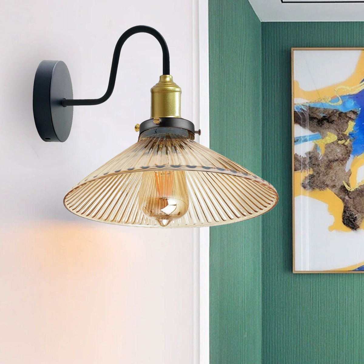 Modern Ribbed Glass Wall Light for Indoor Home Decor