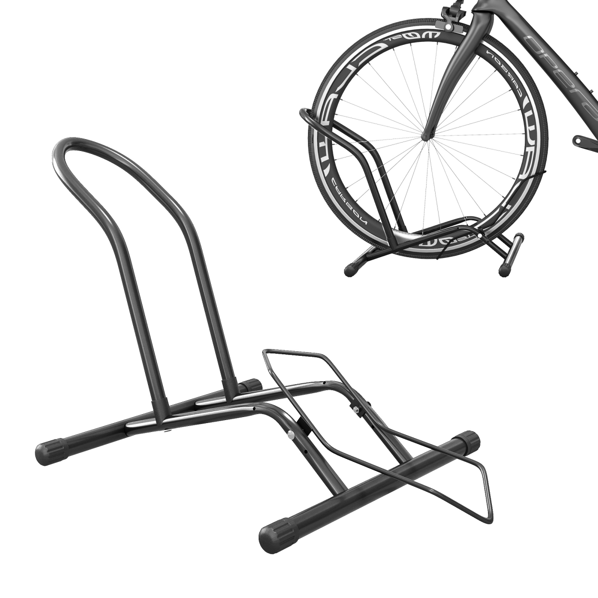 SPORTNOW Steel Bike Storage Rack with Auto-Lock for Indoor Use