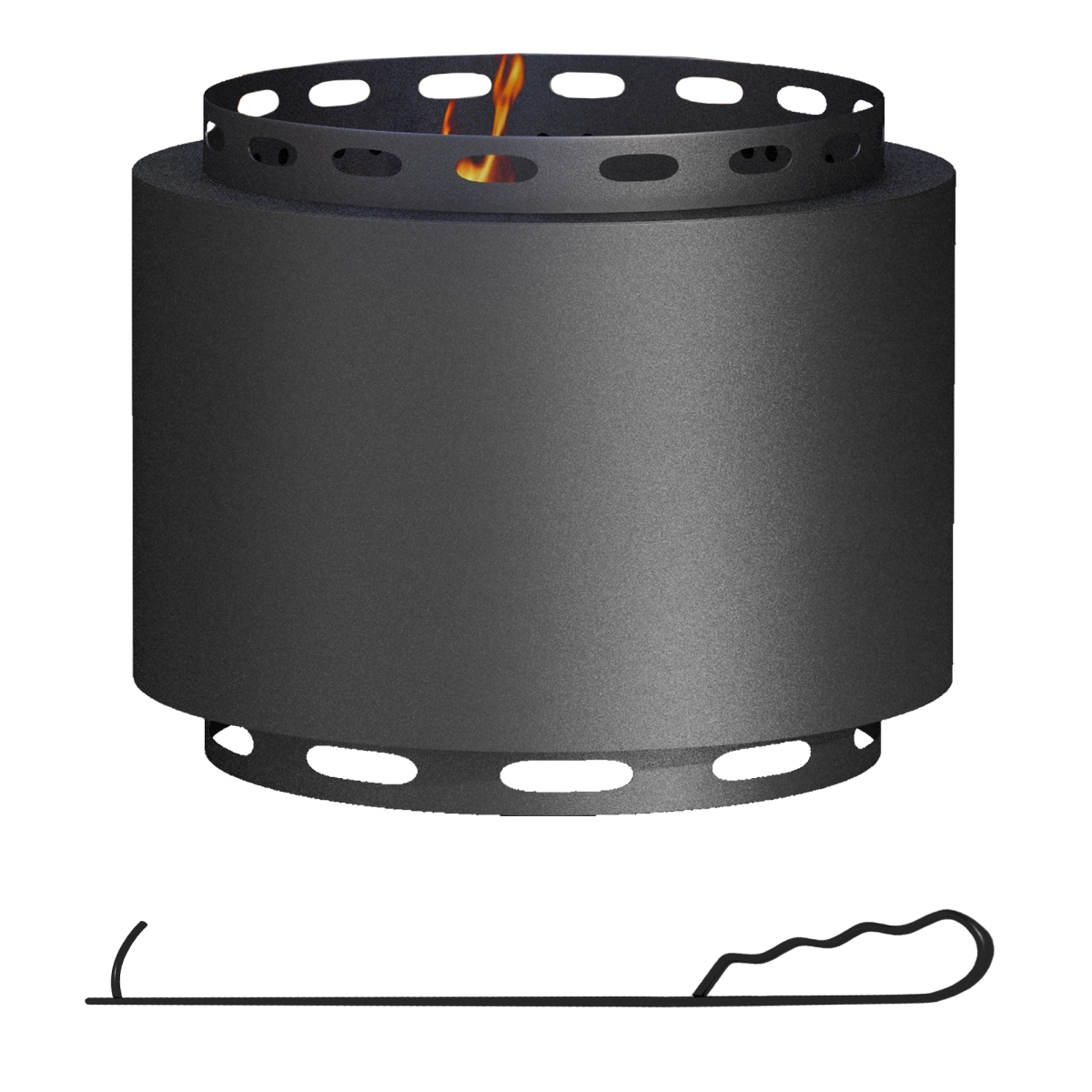 Outsunny 48.5cm Smokeless Wood Burning Fire Pit with Poker, Metal, Black