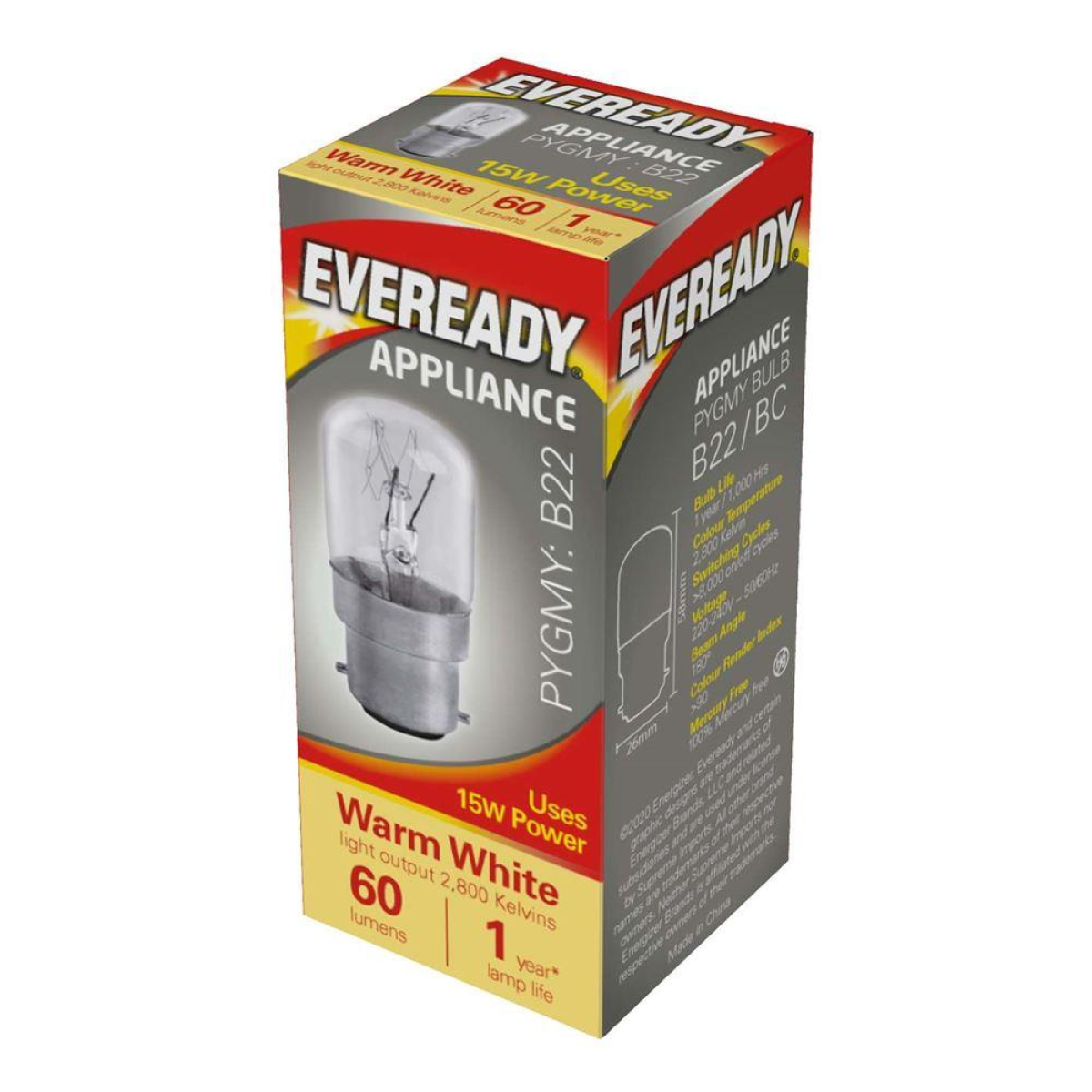 Eveready S1053 Pygmy Bulb B22 BC 60lm 15W Warm White Pack of 10