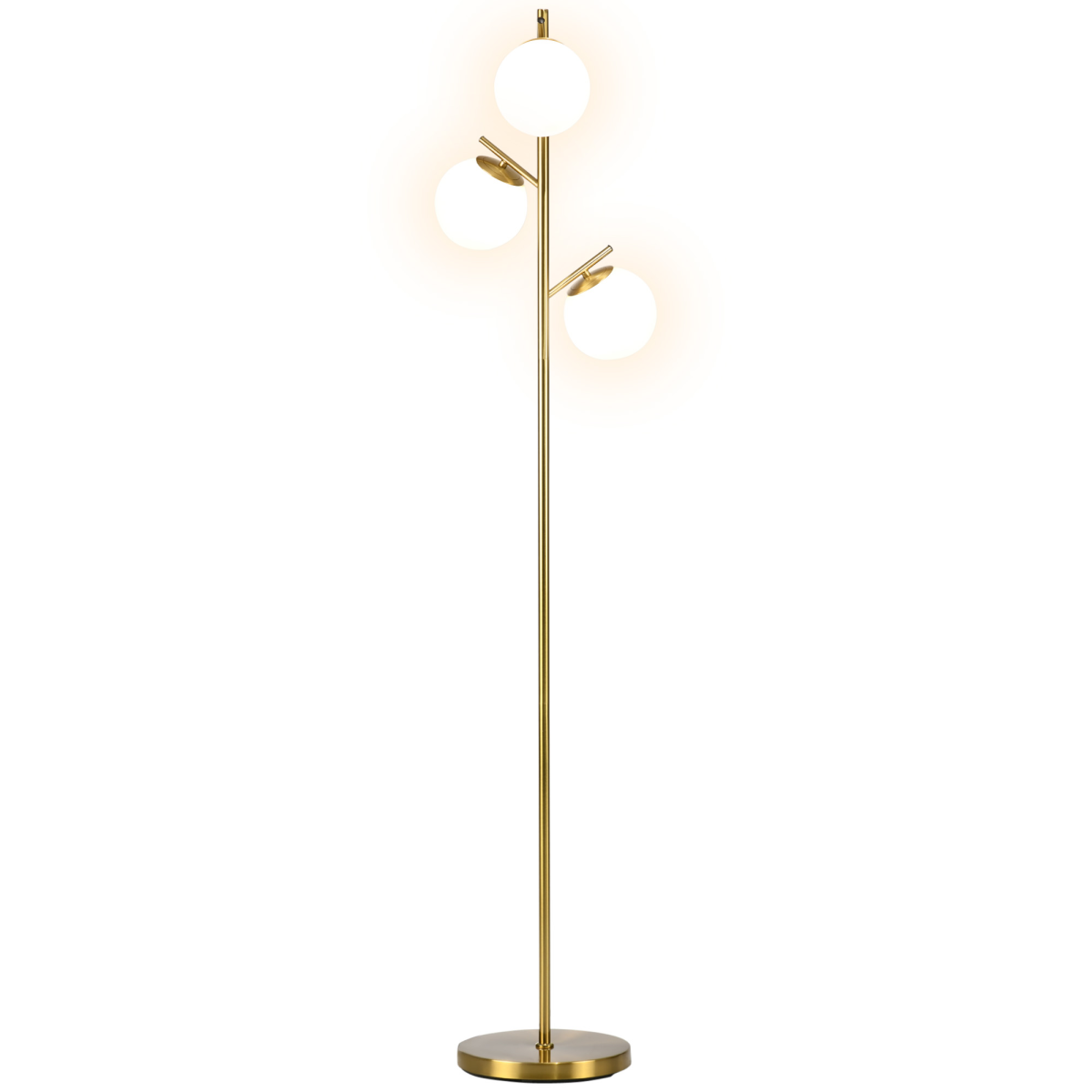 Modern 3-Light Gold Floor Lamp for Living Room & Bedroom