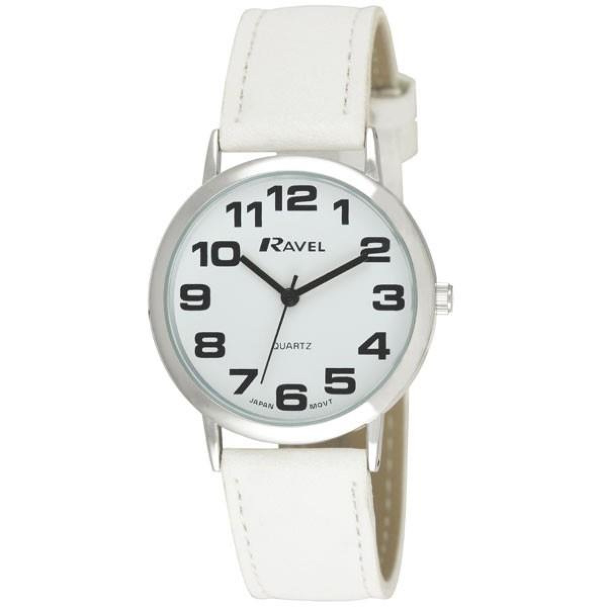 Ravel Unisex Classic Big Dial Easy Read Watch with Faux Leather Strap