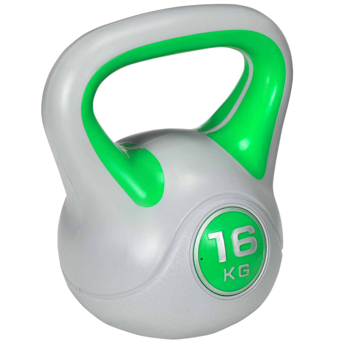 SPORTNOW 16kg Kettlebell with Wide Handle, Green and Grey