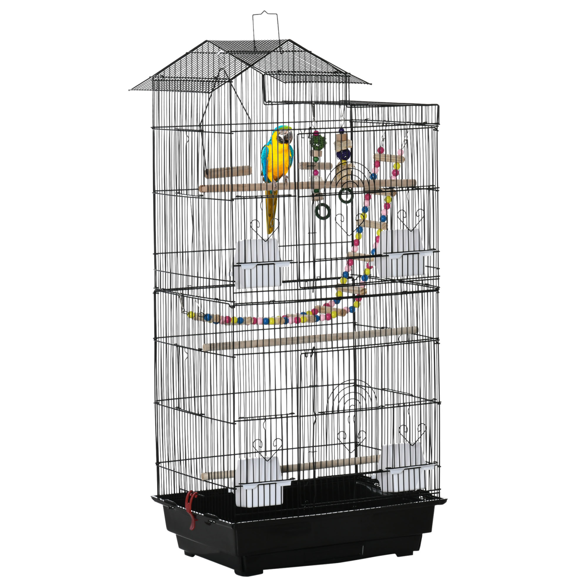 Metal Bird Cage for Budgies and Finches with Accessories, Tray, Handle