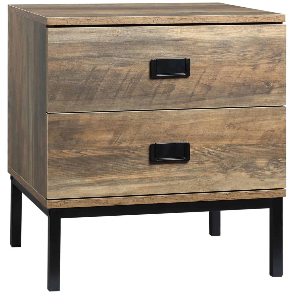 HOMCOM Metal Frame Bedside Table with 2 Drawers and Storage